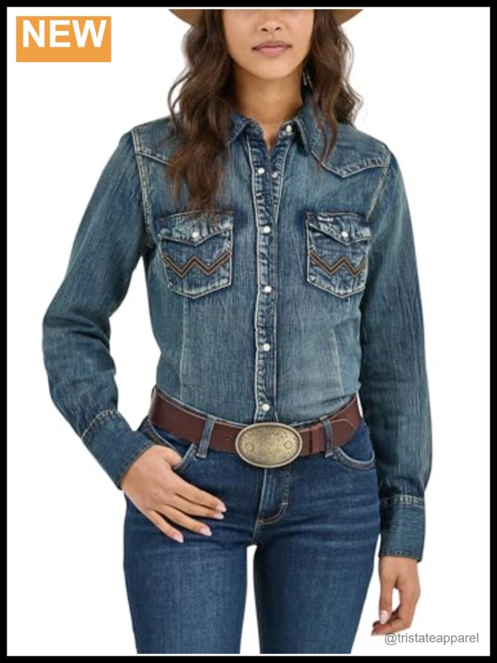 Wrangler Women's Denim Long Sleeve Snap Western Work Shirt